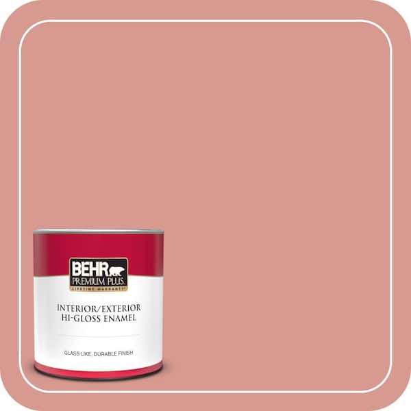 BEHR PREMIUM PLUS 1 qt. #T13-15 Shanghai Peach Hi-Gloss Enamel Interior/Exterior Paint & Primer (2)