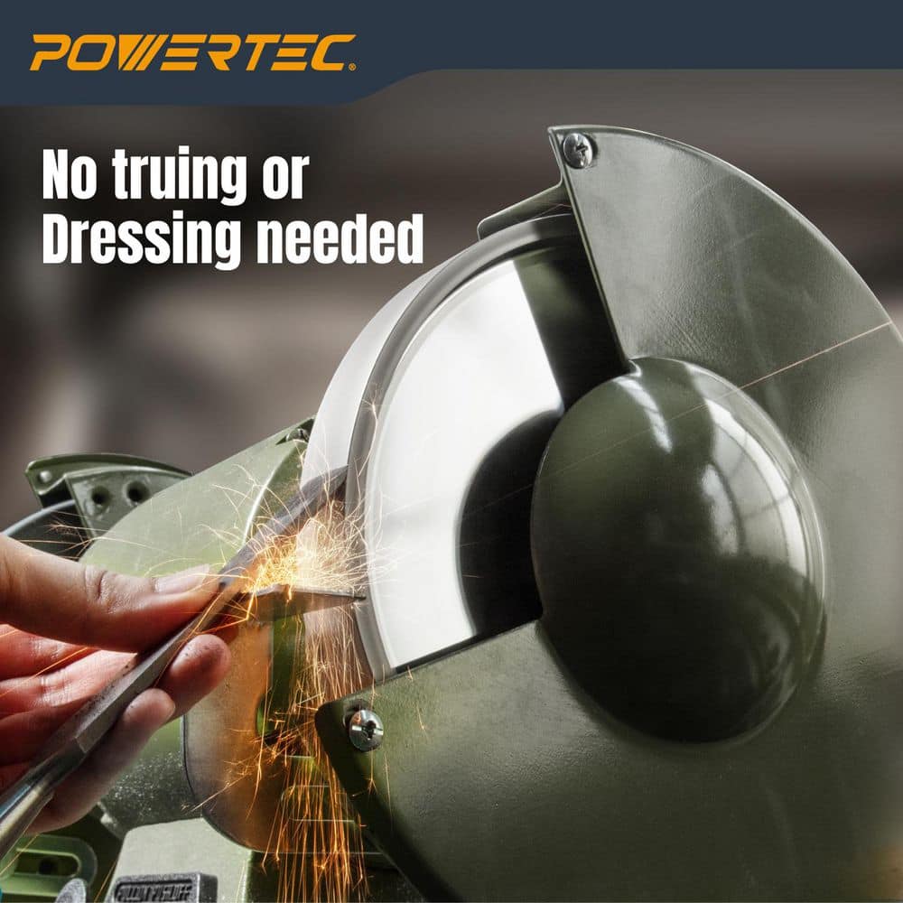 ‎POWERTEC 6 in. x 1 in. W, 1/2 in. Arbor, CBN Bench Grinding Wheel, 180 Grit for Sharpening HSS Tool/Lathe Tool for Bench Grinder (2)
