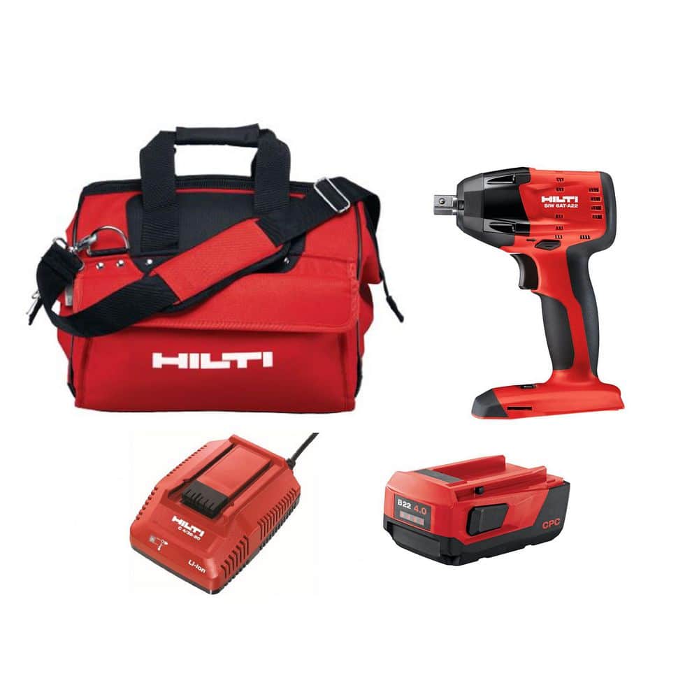 Hilti SIW 6-AT 22V 1/2 in. Cordless Brushless Impact Wrench Kit with 4.0 Lithium-Ion Battery Pack Charger and Bag (1)
