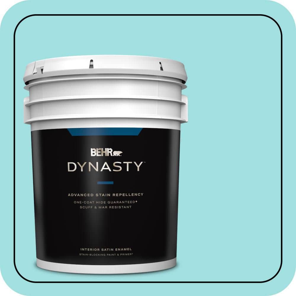 BEHR DYNASTY 5 gal. #CE-02 Mermaid Tears Satin Enamel Interior Stain-Blocking Paint and Primer