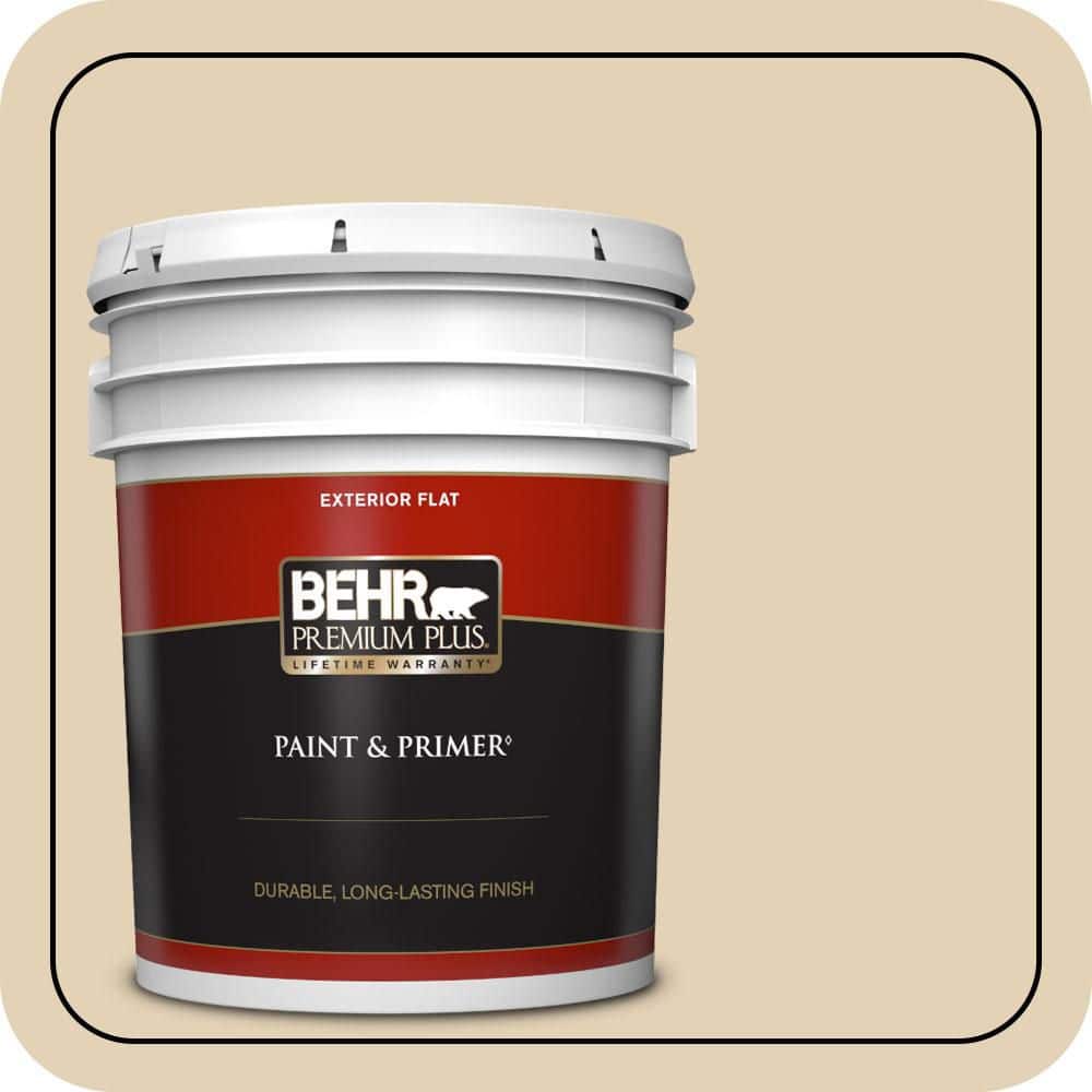 BEHR PREMIUM PLUS 5 gal. #N290-3 Comfy Beige Flat Exterior Paint & Primer