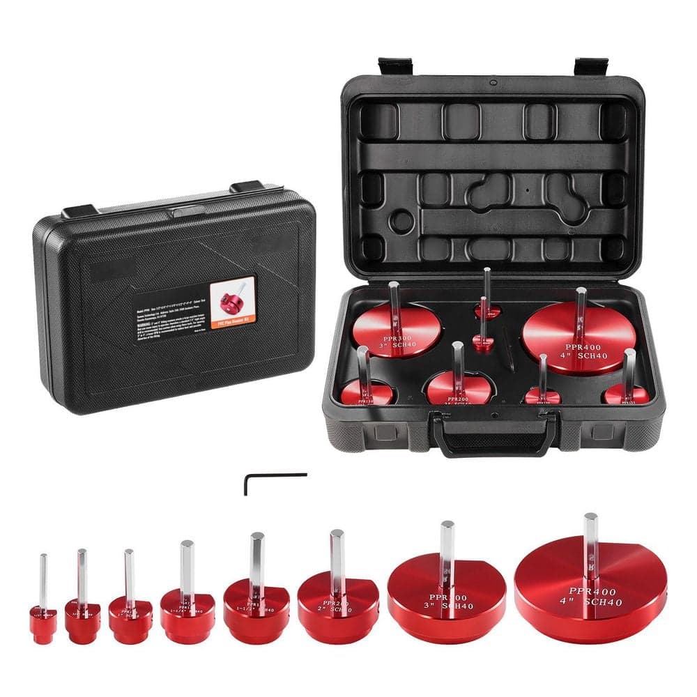 SKYSHALO PVC Pipe Reamer Kit, Plastic Pipe Fitting Socket Saver Kit, 1/2 in. to 4 in. PVC Cutter (8-Pieces) (1)