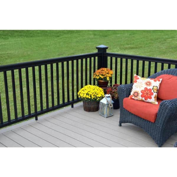 Fiberon Countryside 8 ft. x 36 in. Simply Brown Composite Line Section H-Channel Railing Kit (2)