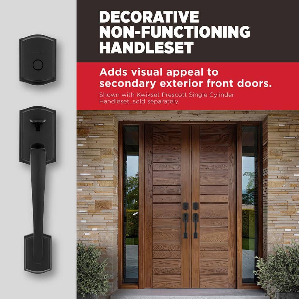 .N/A Prescott Matte Black Double Door Dummy Door Handleset with Sedona Interior Door Handle (2)