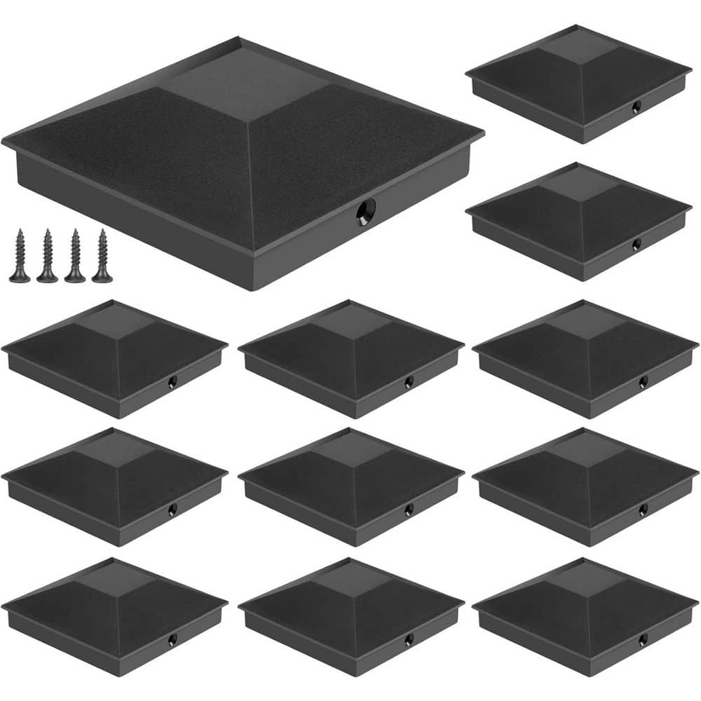 Afoxsos 4X4 Wood Fence Post Caps PP Plastic Water-Proof UV-Proof Keep Post and Rotting 12-Pack Black Cable Railing System (1)
