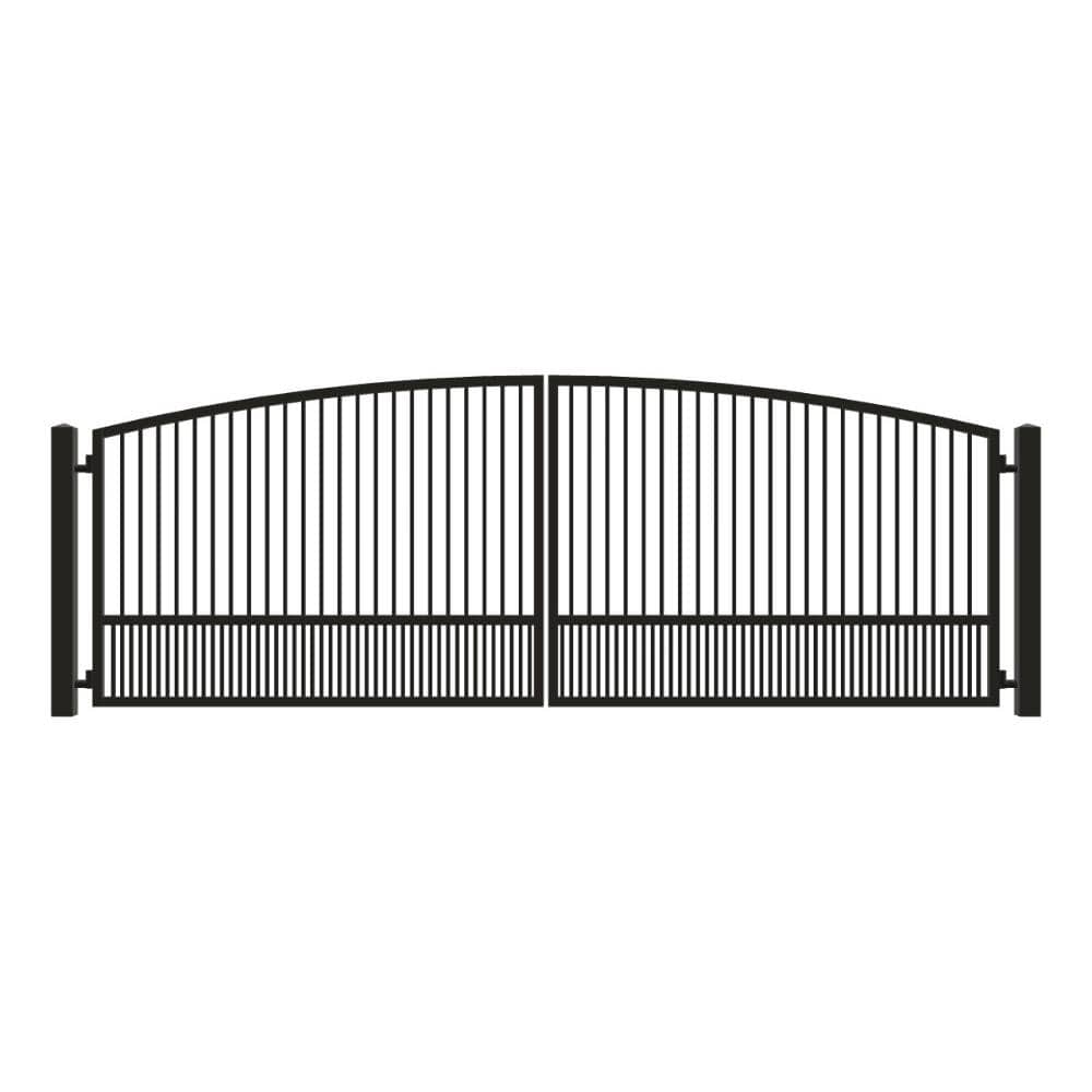 Unbranded Driveway Gate — Swing, Center, Arch, Puppy, Black — 208"W x 72"H (1)