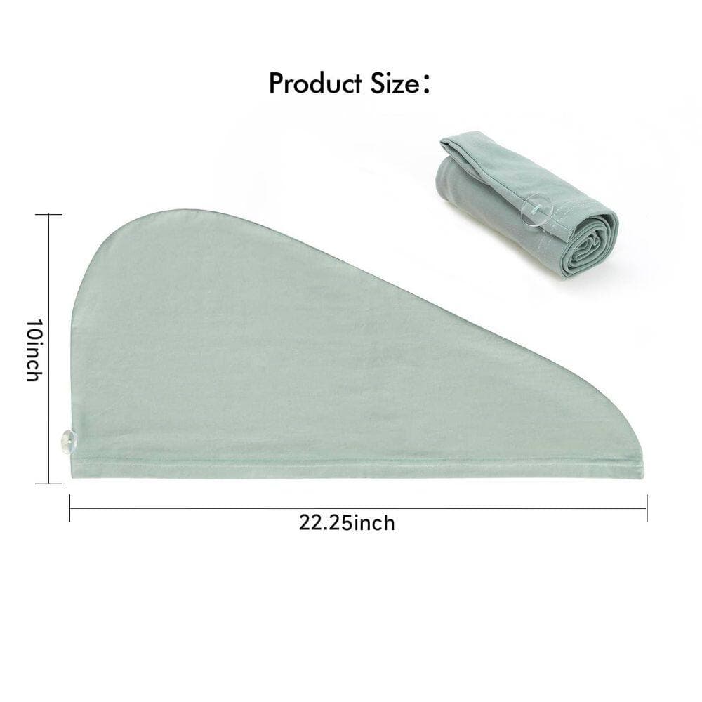 LAIFUCAM Sage Hair Drying Turban Bath Accessory Type, Soft Lightweight Towel Wrap with Button for Long Hair, Frizz Control (3)