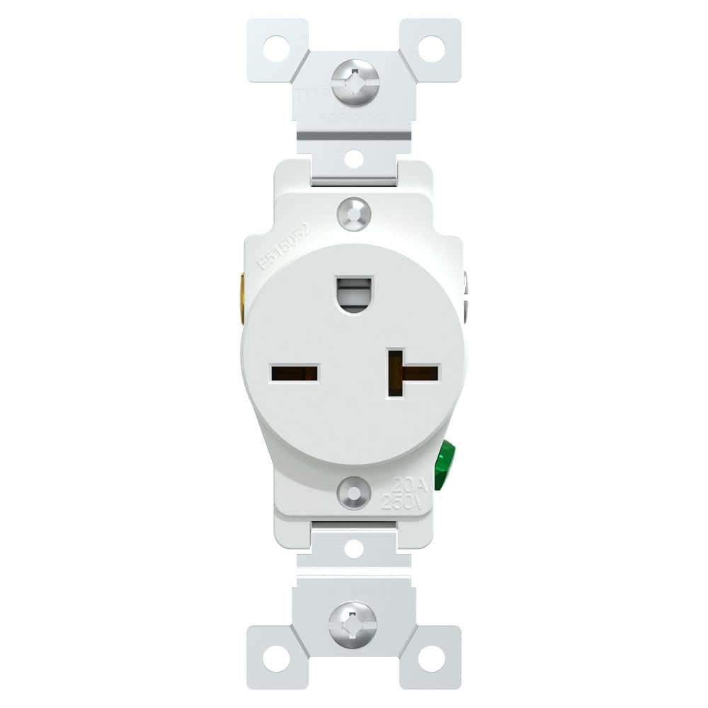 Square D 20 Amp 250-Volt Heavy Duty Single Outlet, Matte White (1)