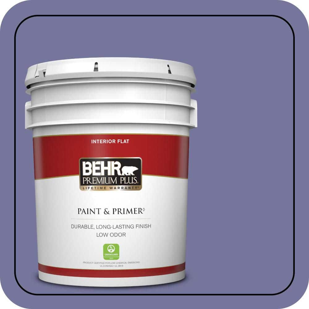 BEHR PREMIUM PLUS 5 gal. #M550-6 Kimono Violet Flat Low Odor Interior Paint & Primer