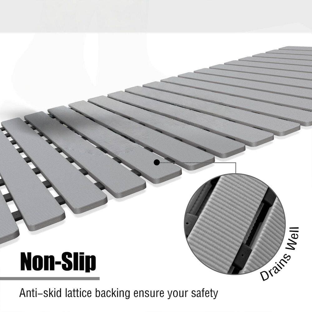 Wudkey 15.7 in. x 27.5 in. Non Slip Bathtub Mat in Grey, Suction Cups Design and Drain Holes, Soft and Eco-Friendly (2)