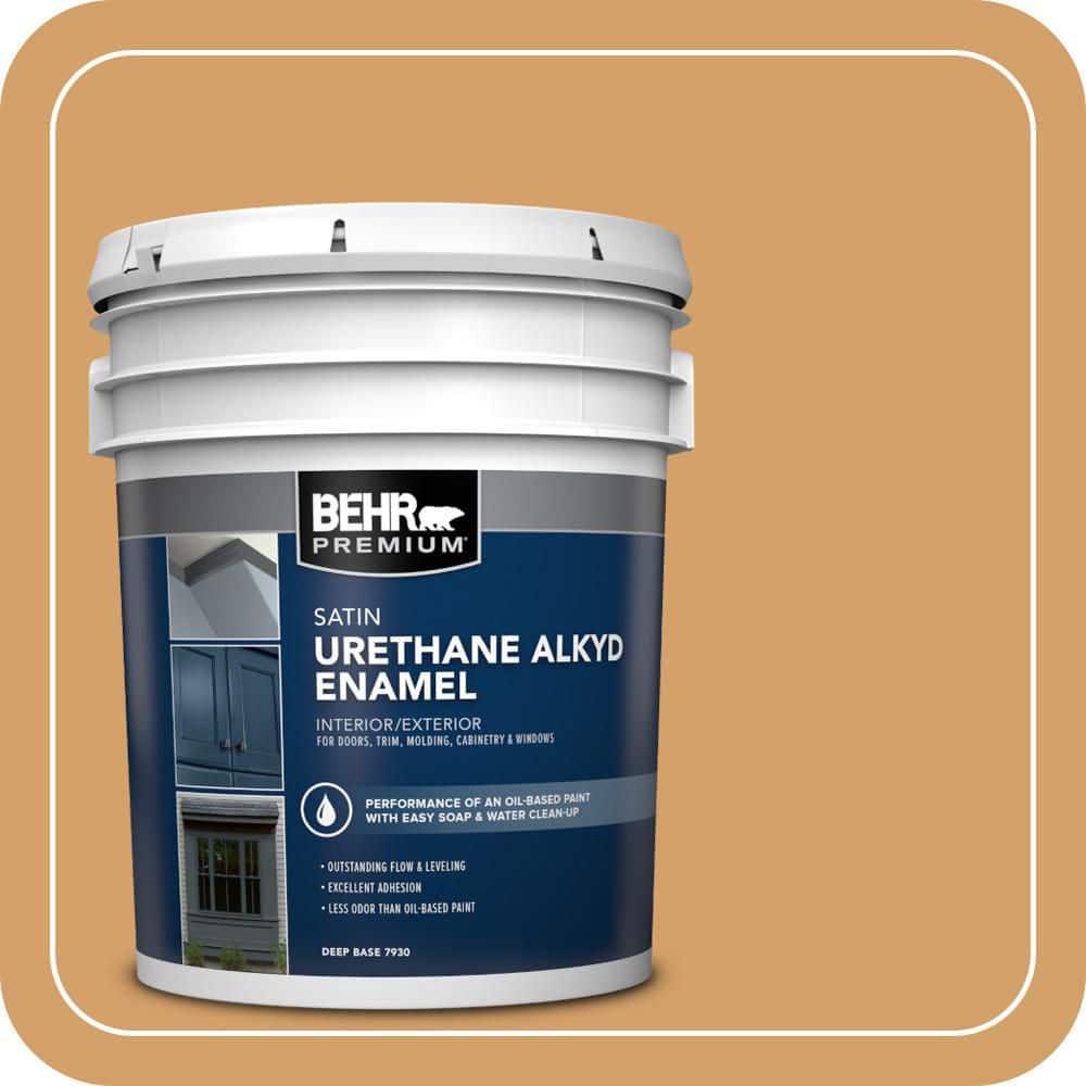 BEHR PREMIUM 5 gal. #300D-5 Desert Caravan Urethane Alkyd Satin Enamel Interior/Exterior Paint