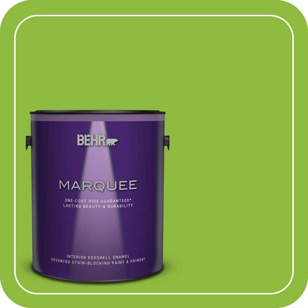 BEHR MARQUEE 1 gal. #S-G-420 Limeade Eggshell Enamel Interior Paint & Primer