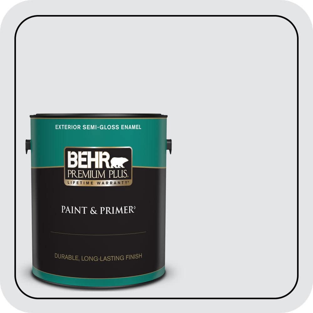 BEHR PREMIUM PLUS 1 gal. #MQ3-31 Dutch White Semi-Gloss Enamel Exterior Paint & Primer
