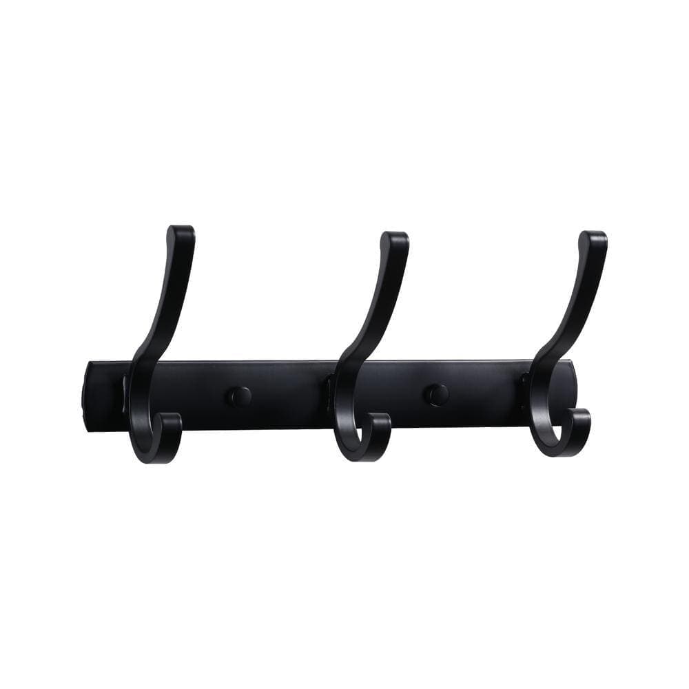 ALEASHA 3 J-Hook Robe/Towel Hook in Matte Black (1)