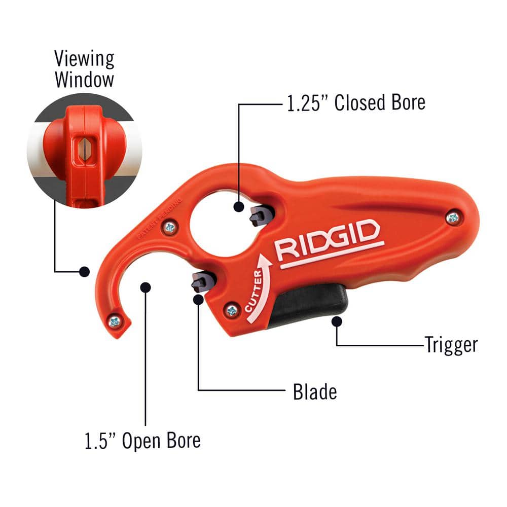 RIDGID 1-1/4 in. AND 1-1/2 in. PTEC 3000 Versatile Thin Wall PE, PP, PVC Plastic Tubing Cutter - Cuts, Cleans, Deburrs & Bevels (3)
