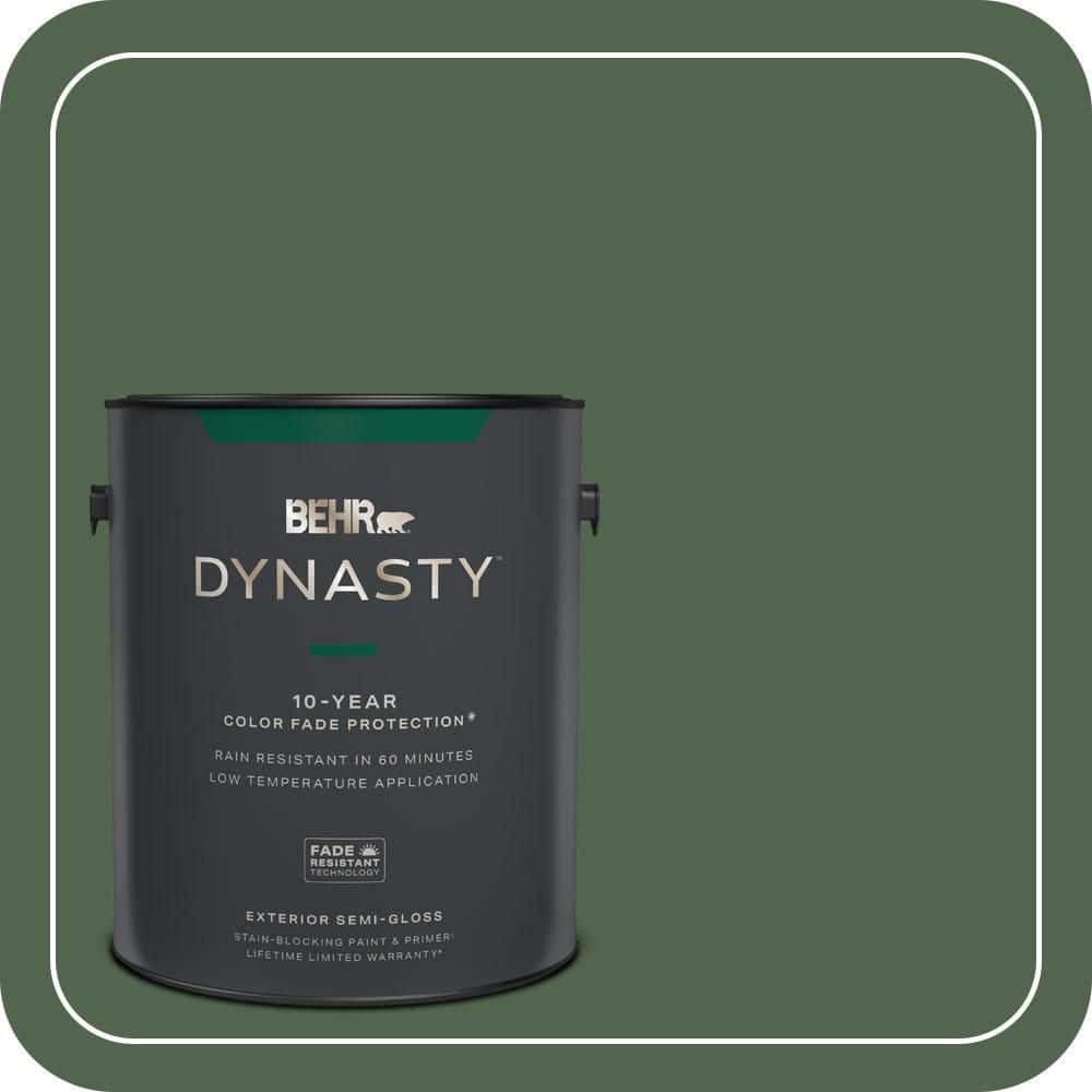 BEHR DYNASTY 1 gal. #S410-7 Equestrian Green Semi-Gloss Exterior Stain-Blocking Paint & Primer
