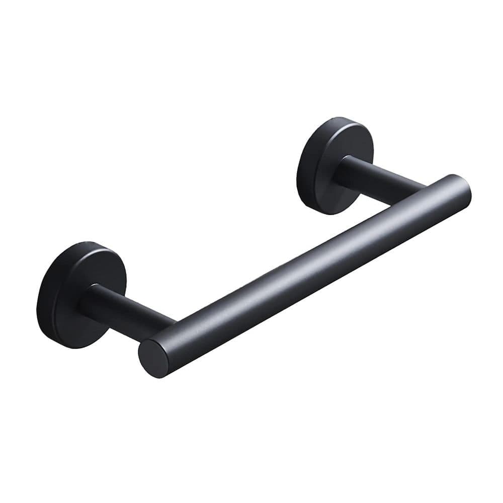 Unbranded 1-Pack Matte Black SUS304 Stainless Steel 9 in. Wall-Mounted Round Bathroom Hand Towel Bar Holder Rack (2)