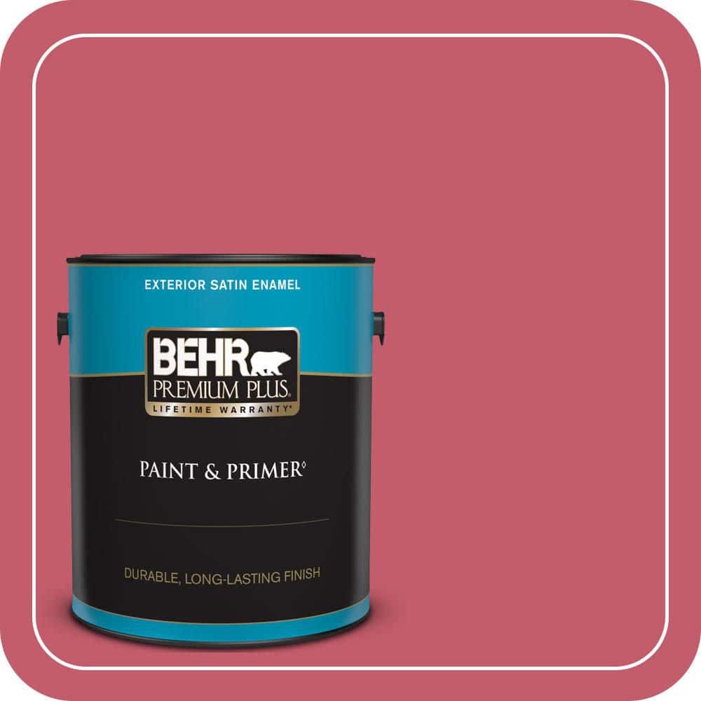 BEHR PREMIUM PLUS 1 gal. #MQ4-01 Candy Drop Satin Enamel Exterior Paint & Primer