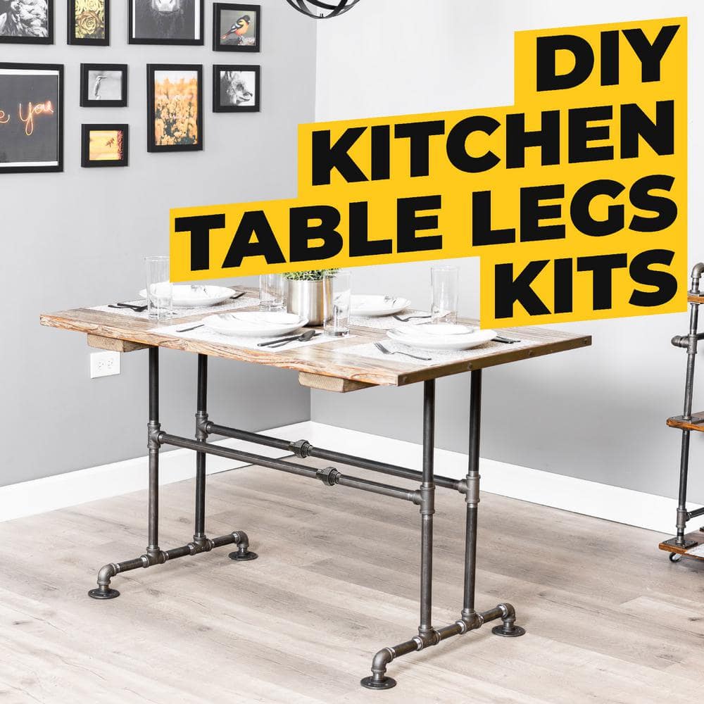 PIPE DECOR 3/4 in. Black Pipe x 3 ft. L x 30 in. H Bridge Design Kitchen Table Kit (3)