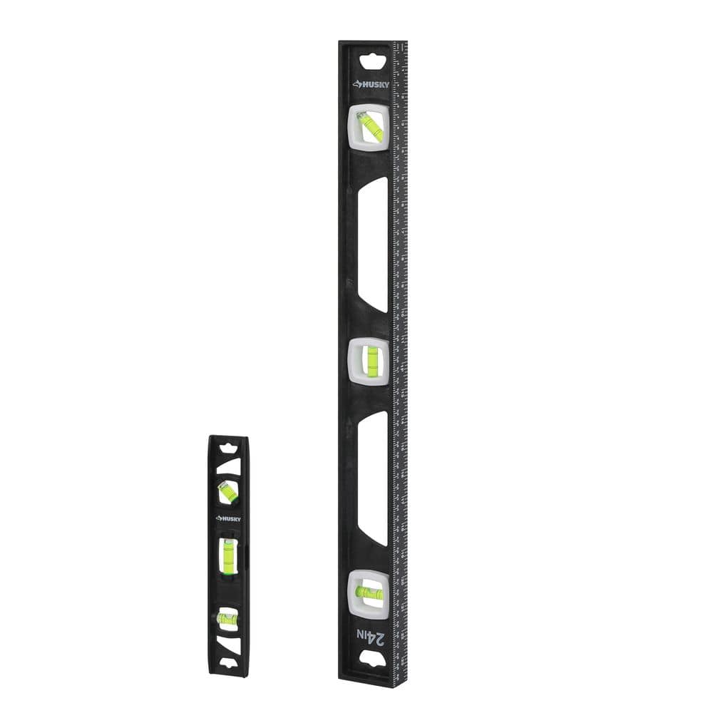 Husky 2pk 9in. Torpedo and 24in. Aluminum Level (2)