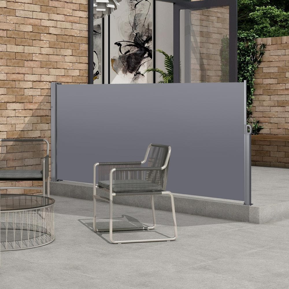 Lycvki 118.1 in. W x 63 in. H Patio Retractable Folding Side Awning Screen Privacy Divider (2)