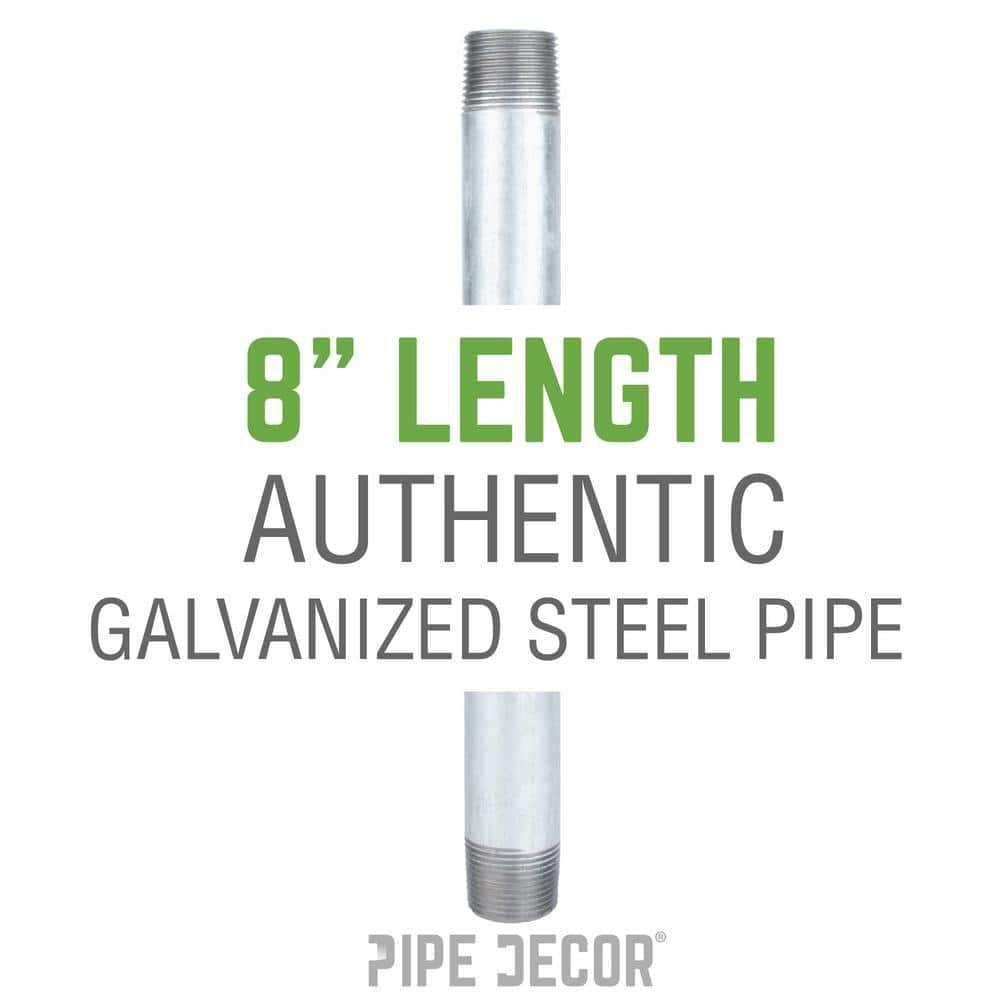PIPE DECOR 1/2 in. x 8 in. Galvanized Steel Nipple (6-Pack) (2)