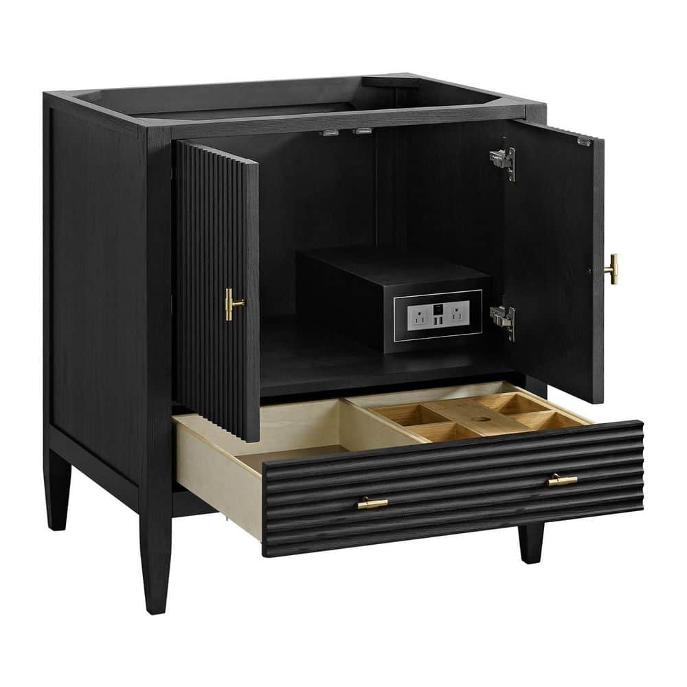 James Martin Vanities Myrrin 29.9 in. W x 23.5 in. D x 32.9 in. H Single Bath Vanity Cabinet without Top in Carbon Oak (3)