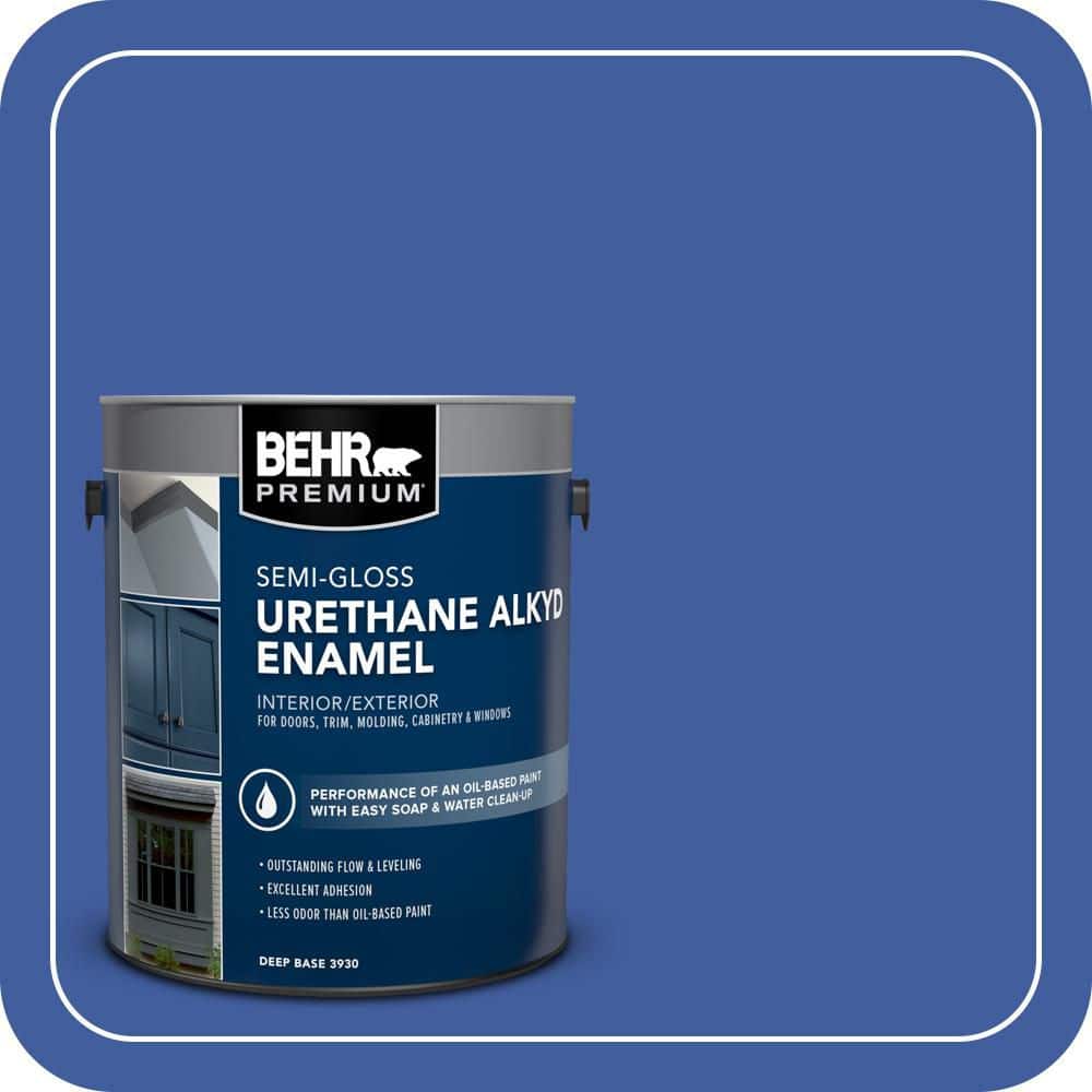 BEHR PREMIUM 1 gal. #BIC-21 Blue Dahlia Urethane Alkyd Semi-Gloss Enamel Interior/Exterior Paint