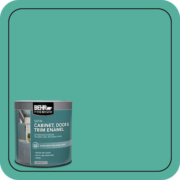 BEHR PREMIUM 1 qt. #P440-5 Water Park Satin Enamel Interior/Exterior Cabinet, Door & Trim Paint (2)
