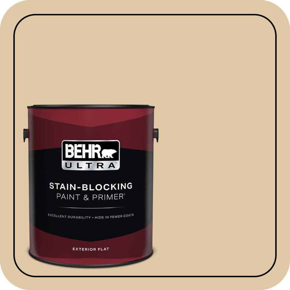 BEHR ULTRA 1 gal. #PWL-82 Pita Bread Flat Exterior Paint & Primer