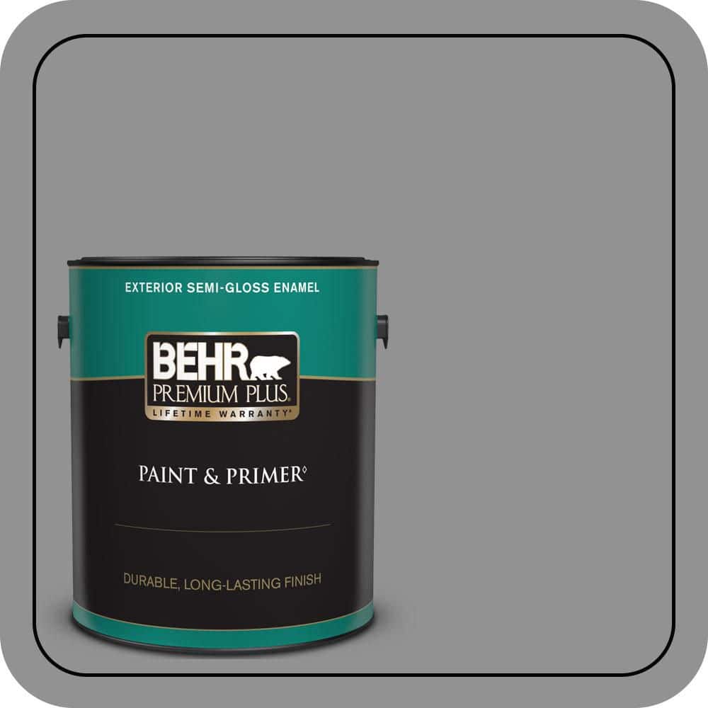 BEHR PREMIUM PLUS 1 gal. #N520-4 Cool Ashes Semi-Gloss Enamel Exterior Paint & Primer