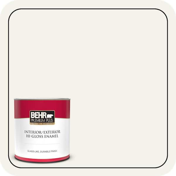 BEHR PREMIUM PLUS 1 qt. #PWN-50 Snowy Egret Hi-Gloss Enamel Interior/Exterior Paint & Primer (2)
