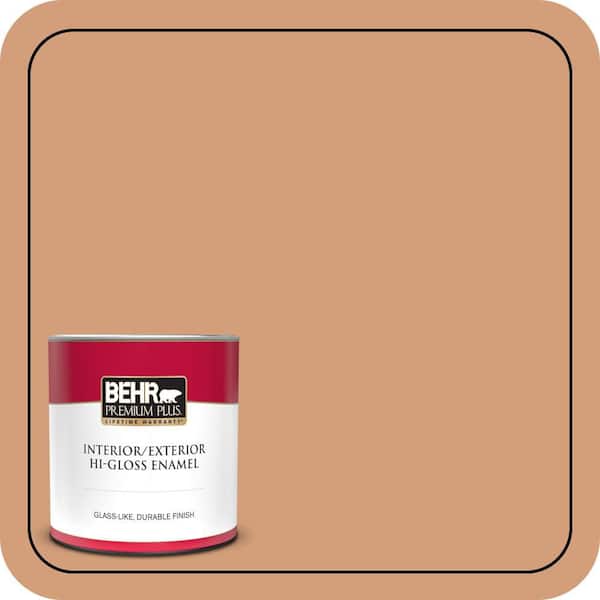 BEHR PREMIUM PLUS 1 qt. #T12-4 Darlin Clementine Hi-Gloss Enamel Interior/Exterior Paint & Primer (2)