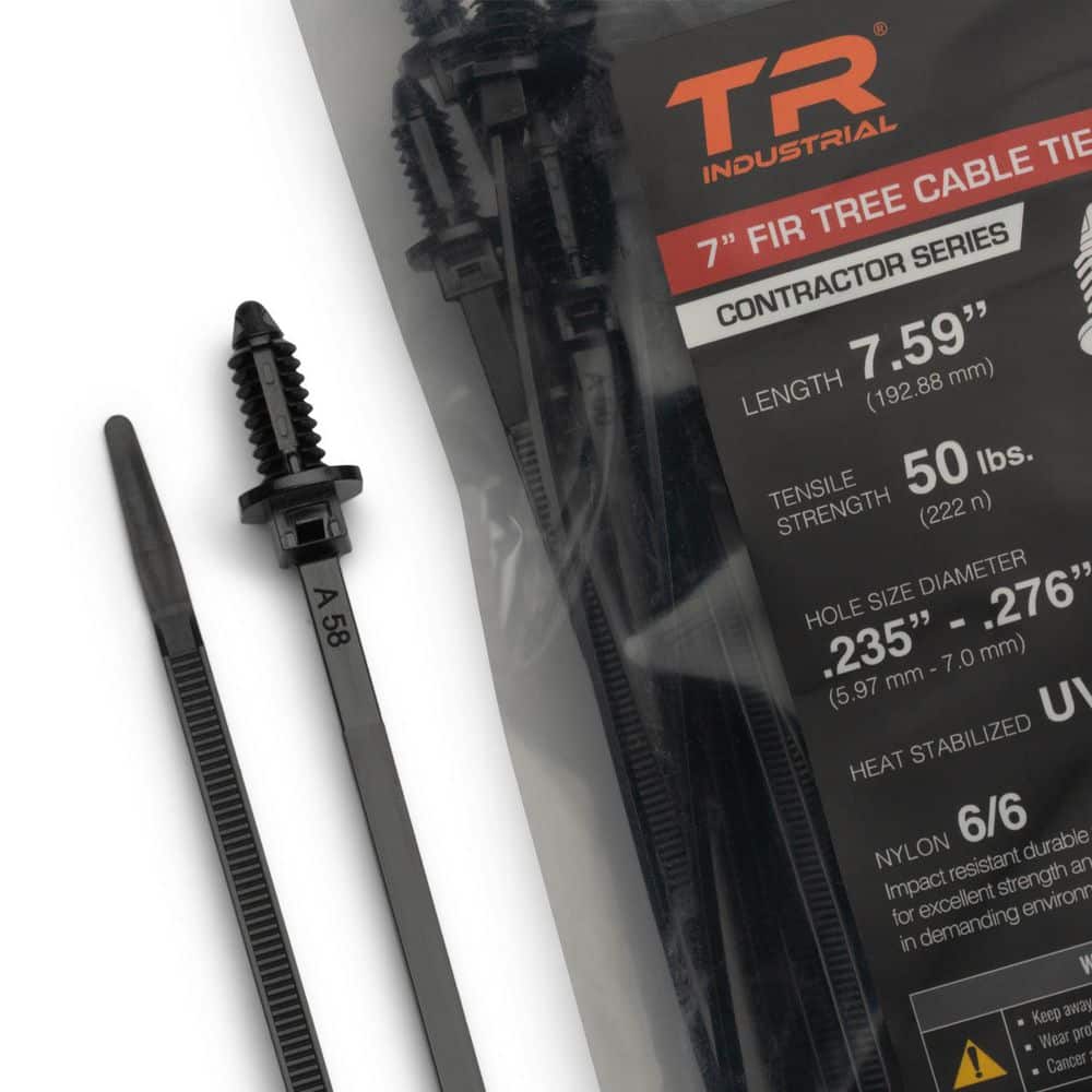TR Industrial 7 in. Contractor Series Fir Tree Heat-Stabilized UV Cable Ties in Black (100-Piece)