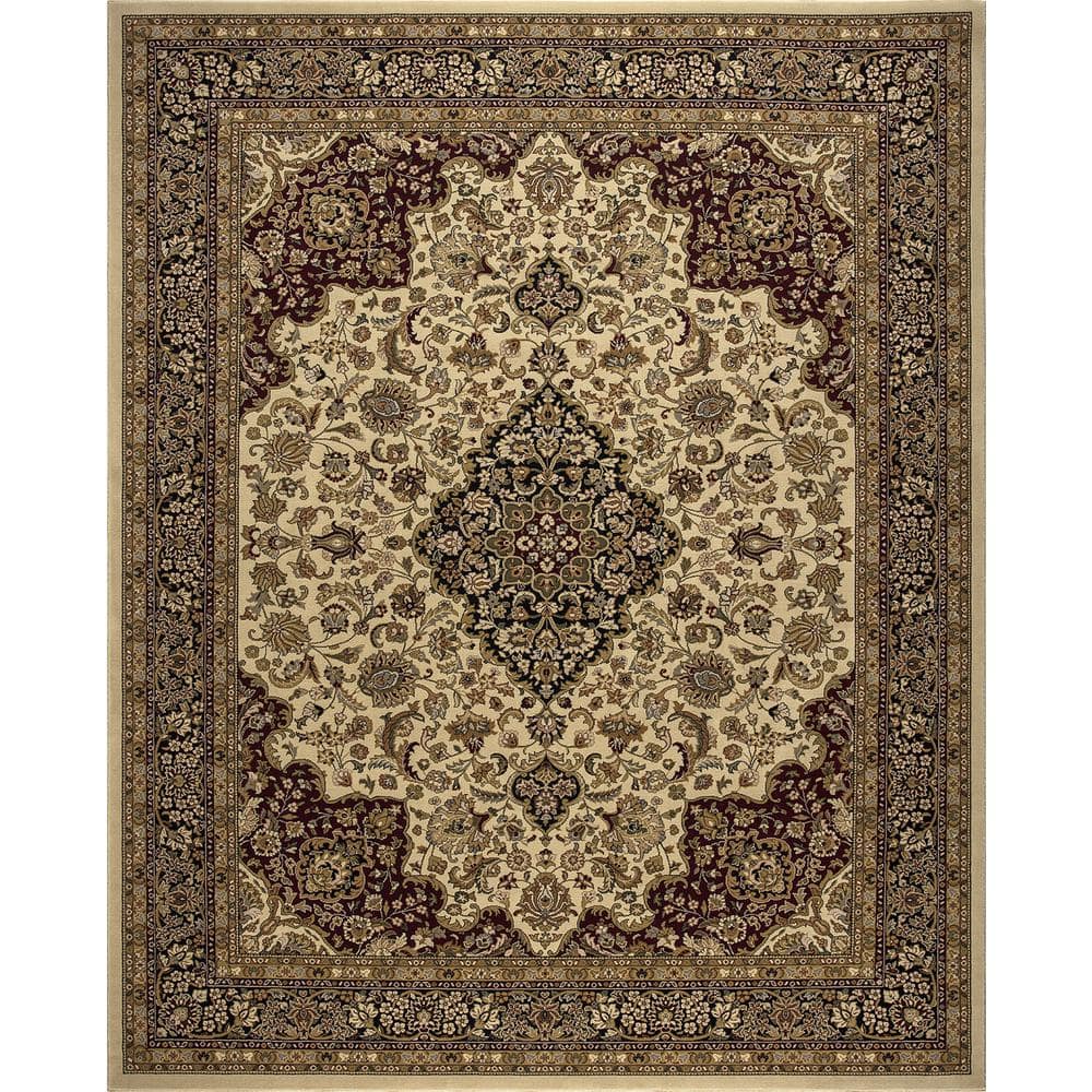 Home Decorators Collection Silk Road Ivory 4 ft. x 6 ft. Medallion Area Rug