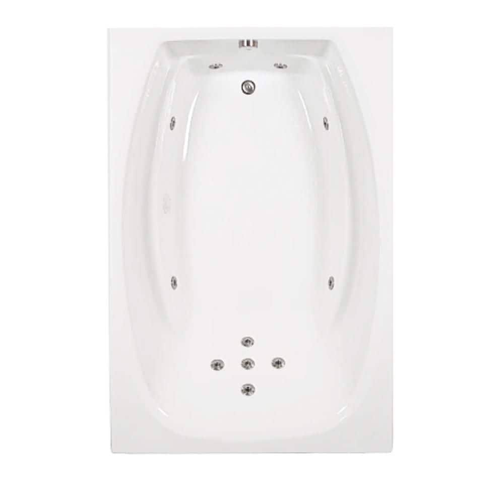 Comfortflo 72 in. x 48 in. Acrylic Rectangular Drop-in Whirlpool Bathtub with Reversible Drain in White (1)