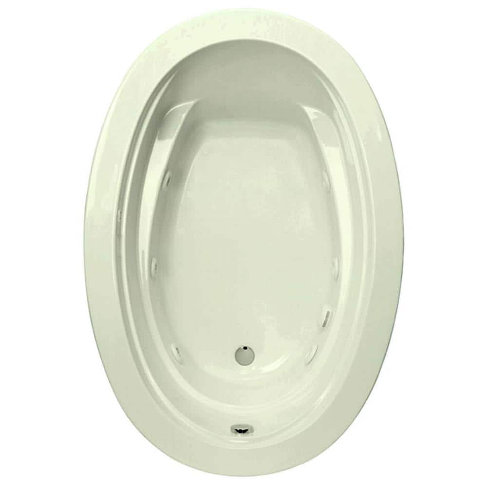 Aquatic Belmont I 60 in. Acrylic Drop-In Whirlpool Reversible Drain Oval Bathtub in Biscuit (1)