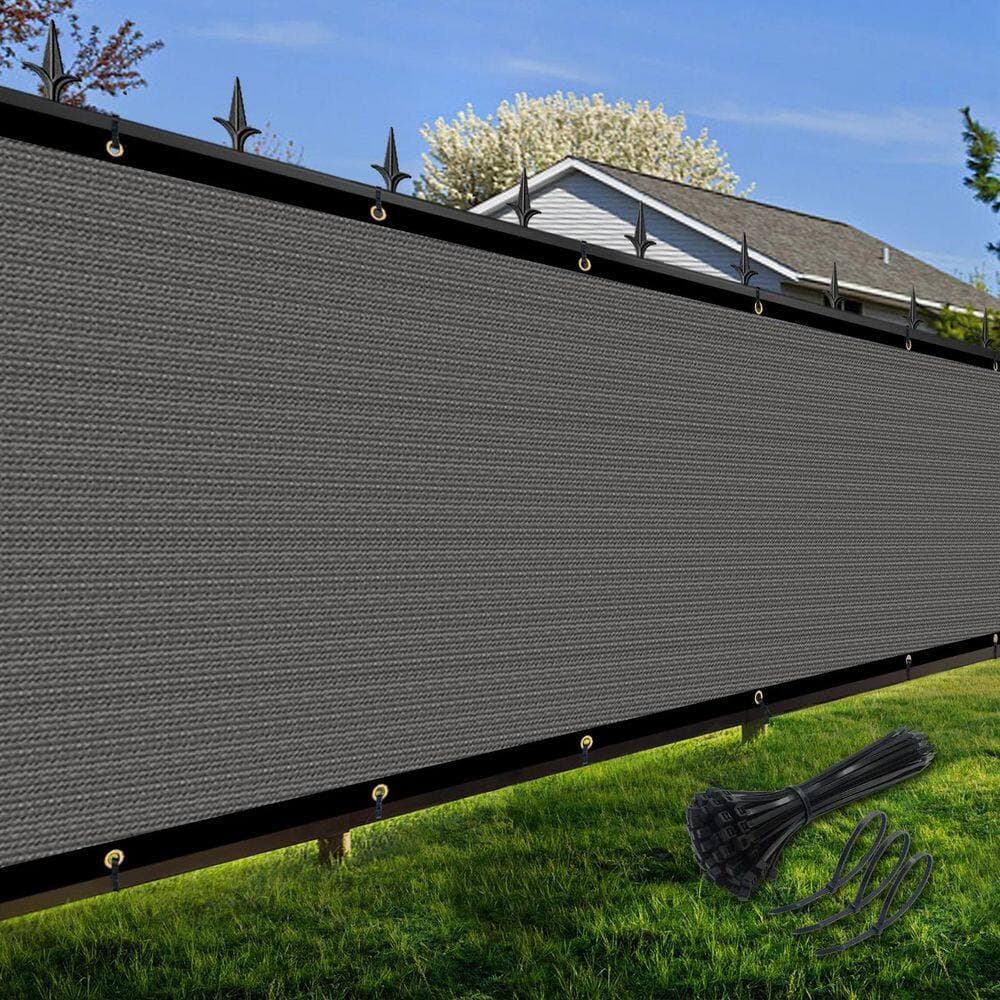 Cubilan 6 ft. x 11 ft. Polymer Garden Dark Gray Custom Outdoor Mesh Screen for Backyard, Balcony, Patio with Zipper. (2)