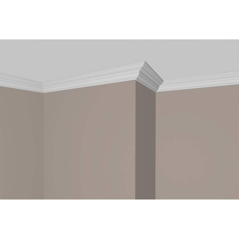Alexandria Moulding 5/8 in. D x 4-1/2 in. W x 96 in. L Pine Wood Primed White Finger-Joint Crown Moulding Pack (4-Pack) (2)
