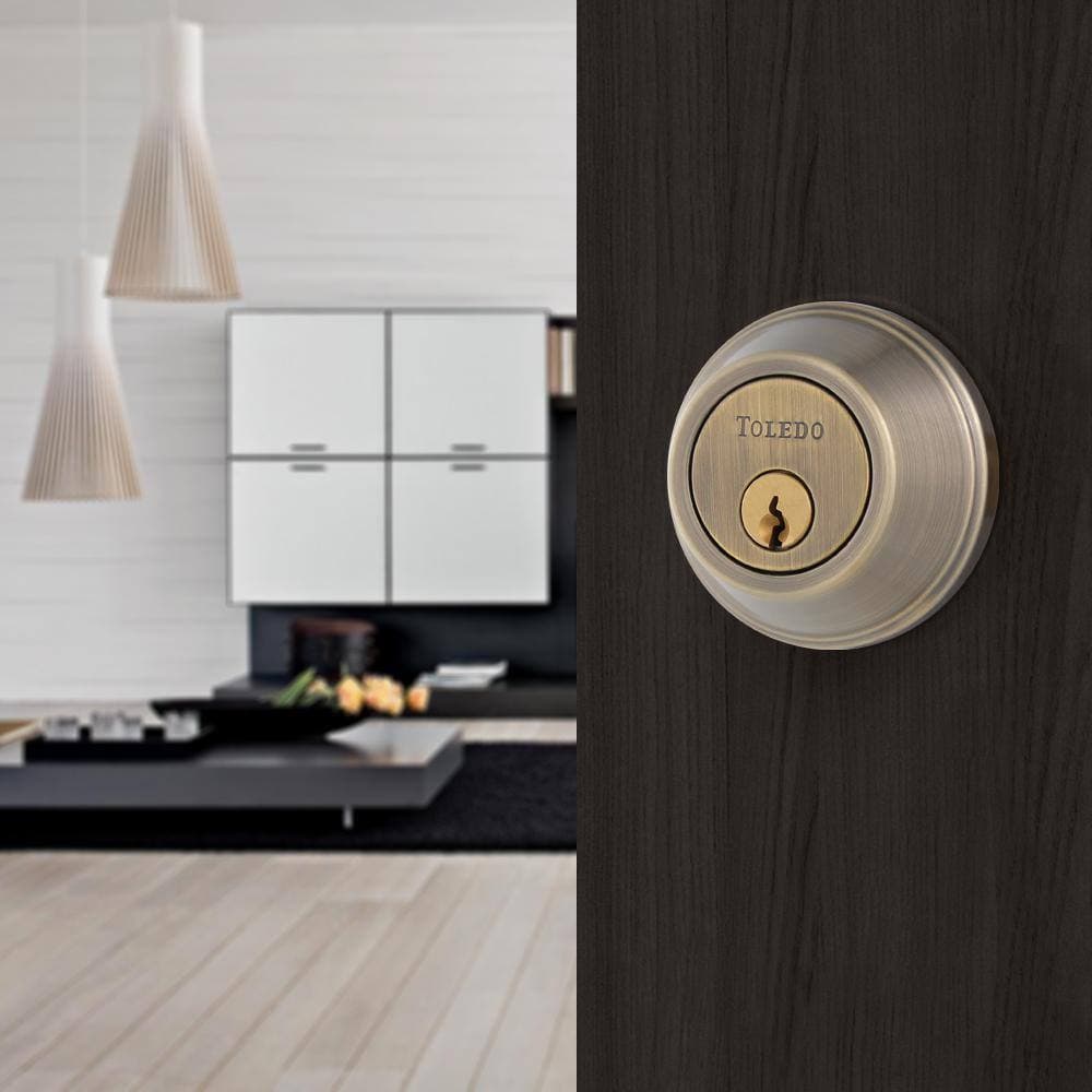 TOLEDO Single Cylinder Antique Brass Deadbolt (2)