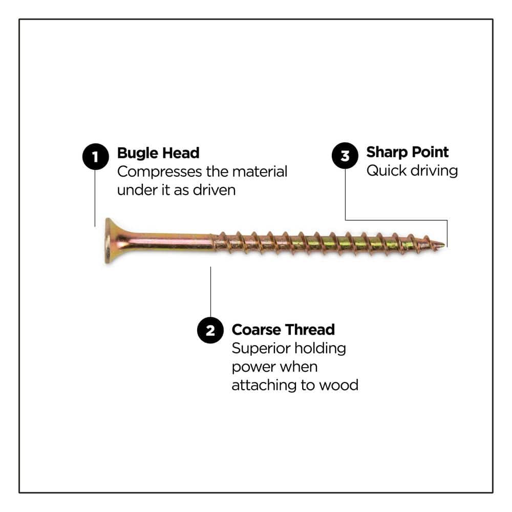 PRO-FIT #9 x 2-1/2 in. Star Bugle-Head Coarse Thread Gold Construction Wood Screws 25 lbs. (2475-Count) (3)