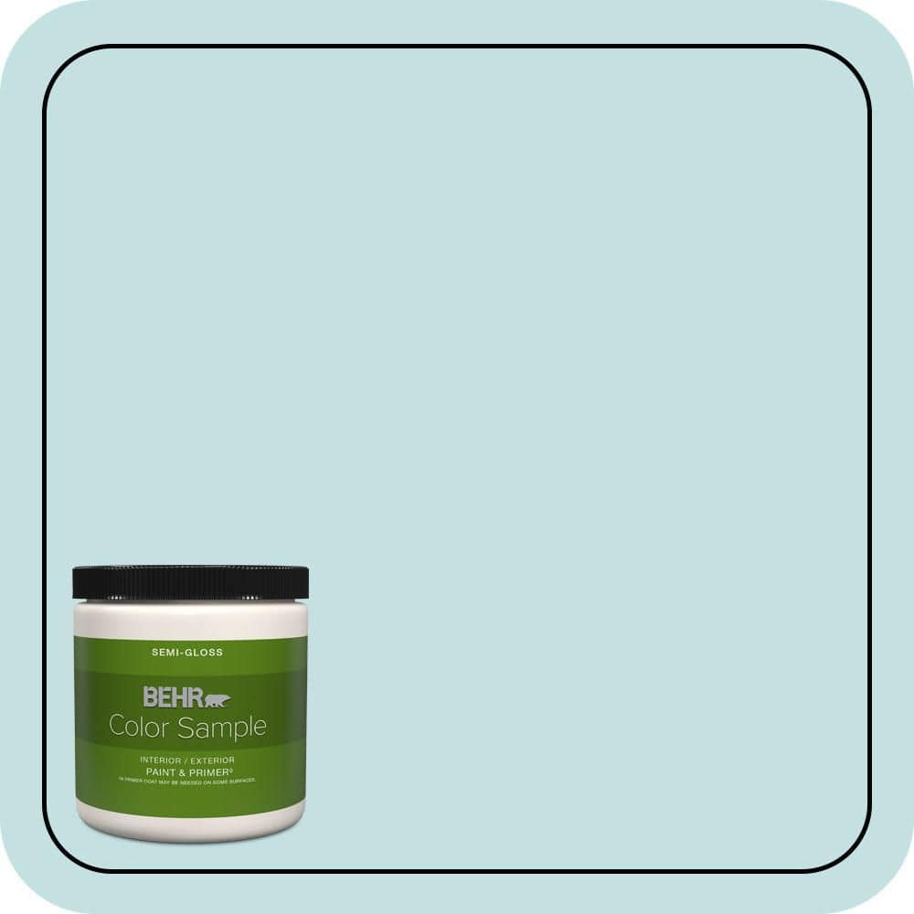 BEHR PREMIUM PLUS 8 oz. #T17-04 Peek a Blue Semi-Gloss Interior/Exterior Paint & Primer Color Sample
