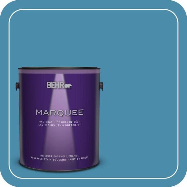 BEHR MARQUEE 1 gal. #550D-6 Blue Chaise Eggshell Enamel Interior Paint & Primer (2)