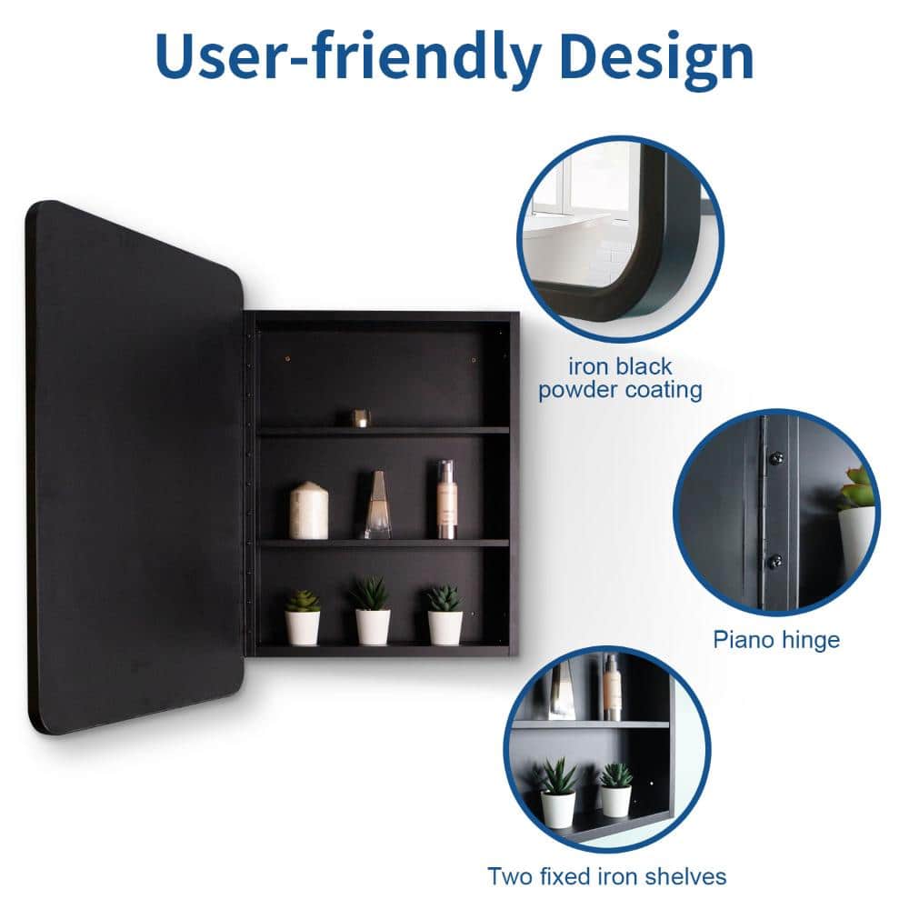 Unbranded 24" x 30" Bathroom Medicine Cabinet with Mirror, Wall-Mount/Recessed Installation,Storage Cabinet with Removable Shelves (3)