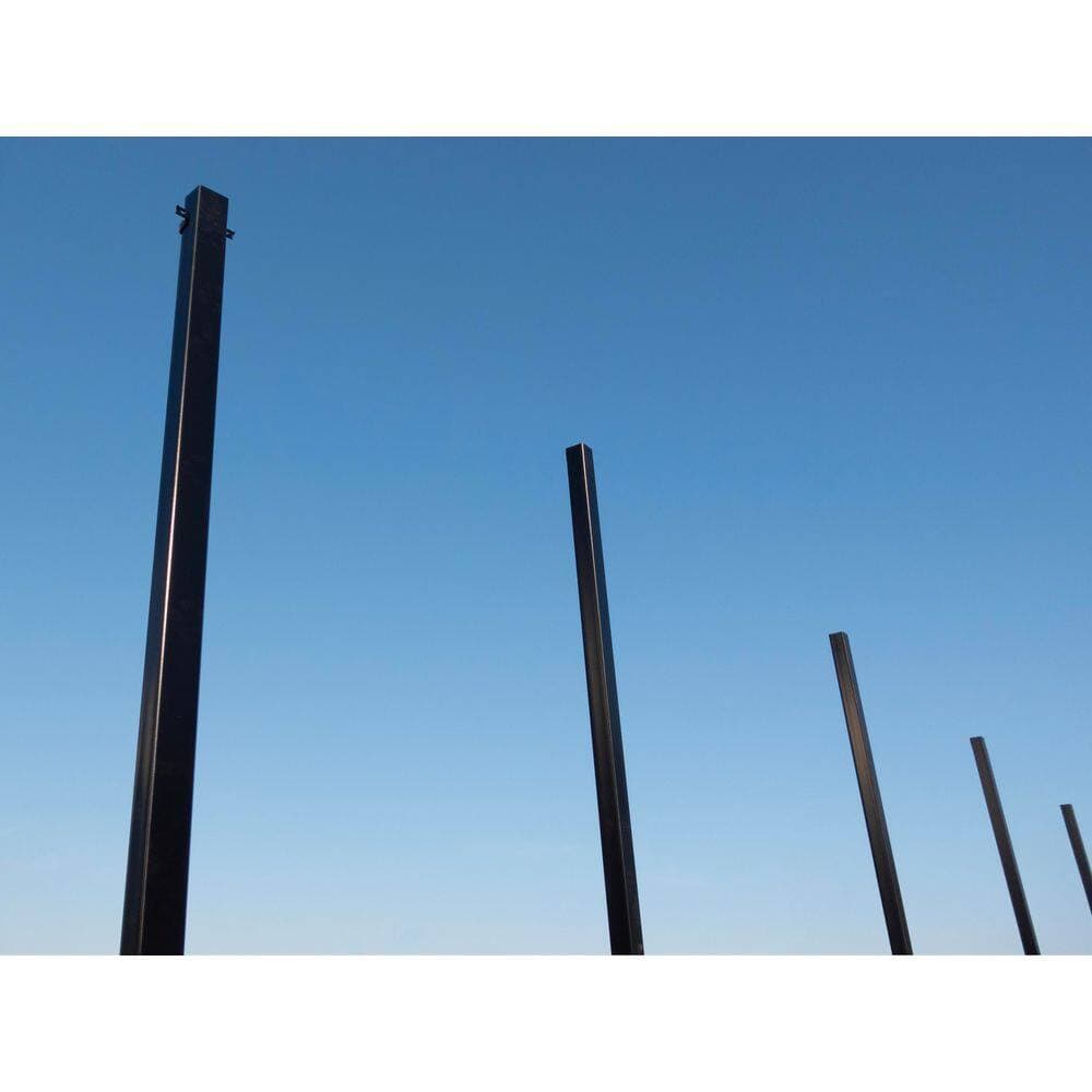 TARTER Square 2-3/8 in. x 2-3/8 in. x 8'2 ft. Poly Cap Corner Fence Black Steel Post (1-Pack) (2)