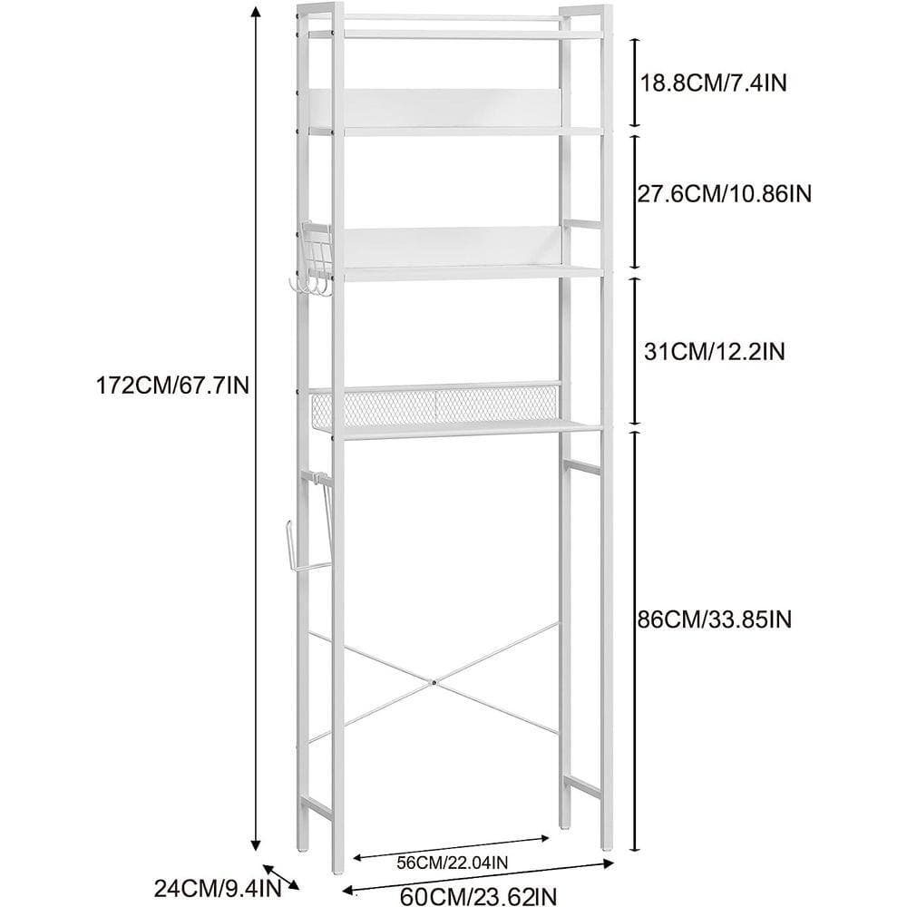 Dyiom 11 in. W x 65 in. H x 21.6 in. D Metal Rectangular Shelf in White (3)