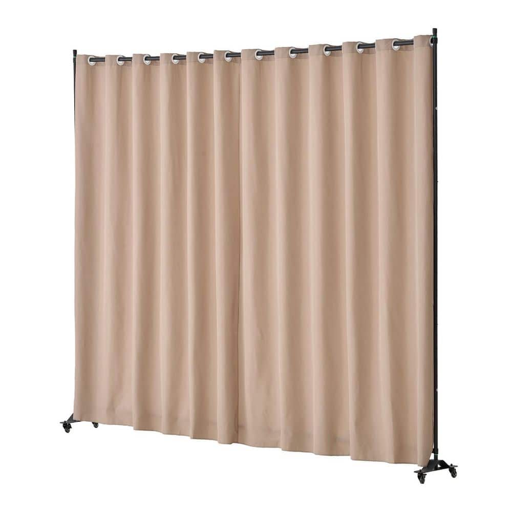 SKYSHALO Room Divider, Portable, with Wheels Curtain Divider Stand, Freestanding Room Privacy Screen, Brown, Composite (1)