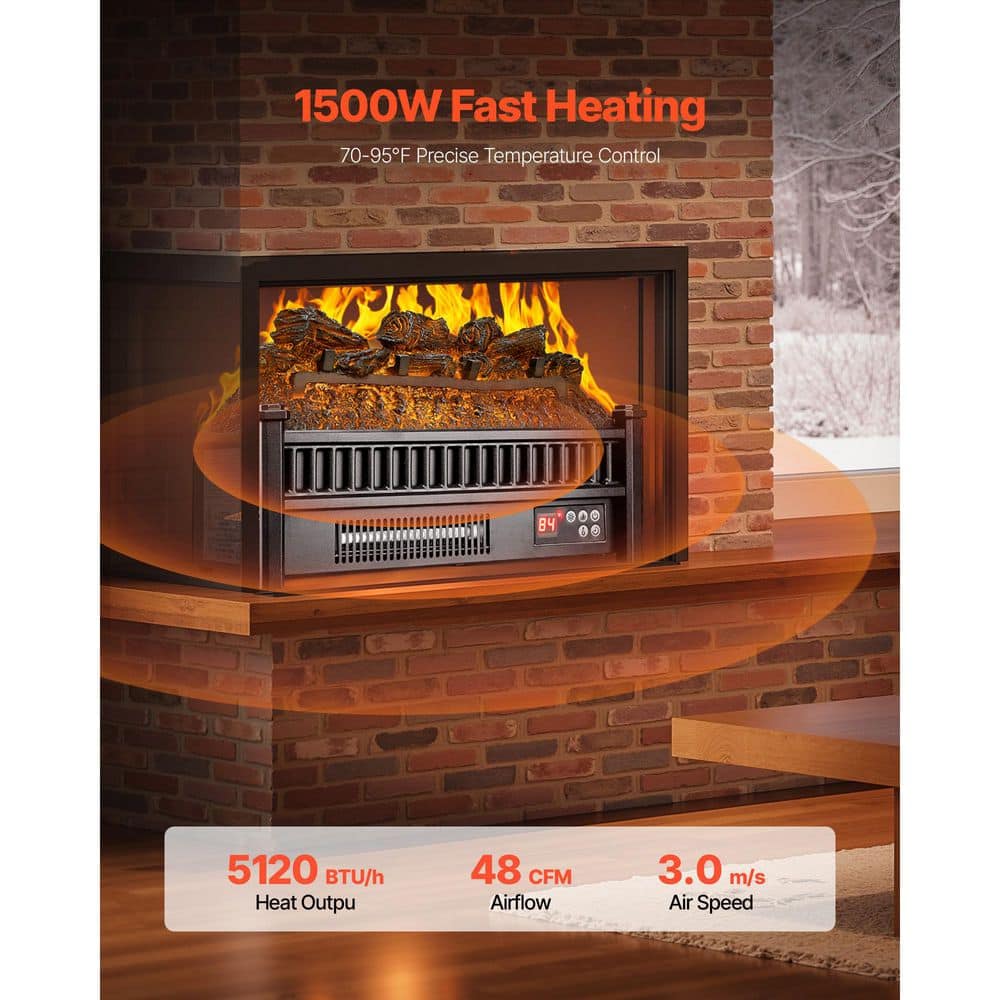VEVOR 8.5 in. W, Electric Fireplace Log, Fireplace Insert Log Heater, with Remote Controller, 5 Adjustable Flame Brightness (2)