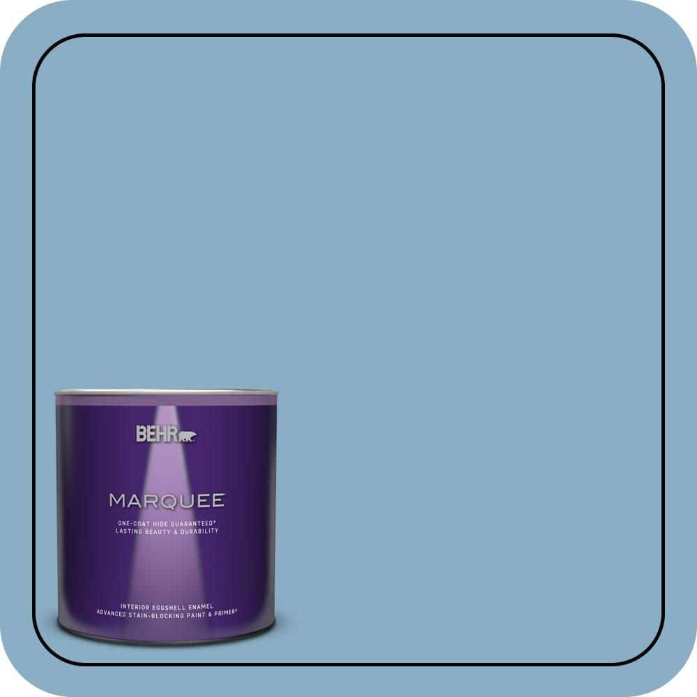 BEHR MARQUEE 1 qt. #S500-4 Chilly Blue One-Coat Hide Eggshell Enamel Interior Paint & Primer