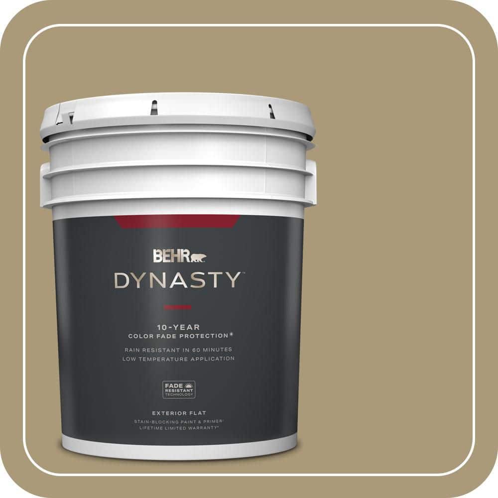 BEHR DYNASTY 5 gal. #PPU8-06 Exploring Khaki Flat Exterior Stain-Blocking Paint & Primer